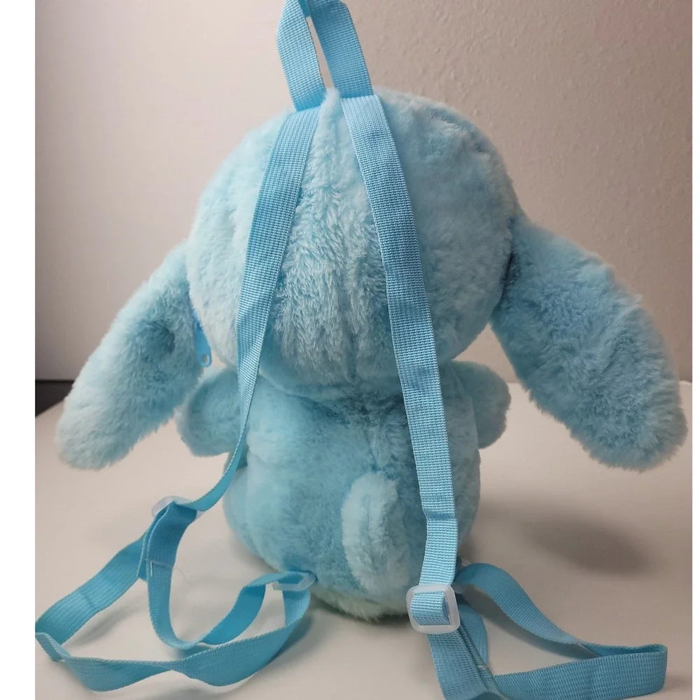 Disney Lilo and Stitch Plush Backpack 14 Inch Blue Fuzzy Character Bag Kids